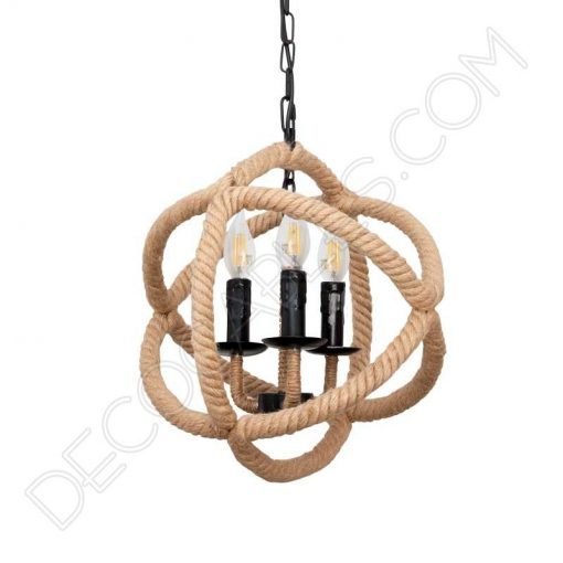 Lámpara colgante soga de forma esférica con cuerda de cáñamo 2 Lámpara colgante de soga de cuerda de cáñamo de forma esférica