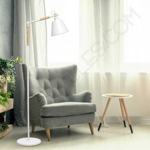 Lámpara de pie de salón de estilo contemporáneo en color blanco con brazo flexo modelo Bergen 1xE27