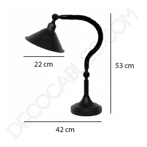 Lámpara de sobremesa rústica soga de cuerda de cáñamo vintage