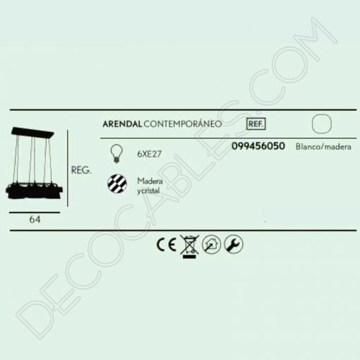 Lámpara de techo de estilo nórdico de madera con 6 luces 4 Lámpara de techo estilo nórdico contemporáneo modelo Arendal grande