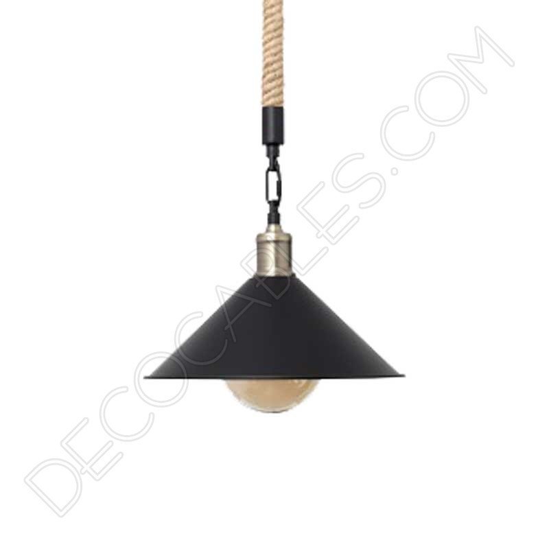 Lámpara colgante de soga 1xe27 plato pequeño negro cuerda de cáñamo Lámpara colgante de soga 1xe27 plato pequeño negro cuerda de cáñamo