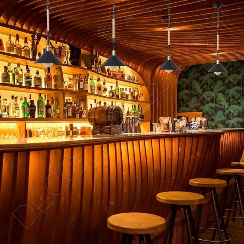 Lámpara colgante de soga 1xe27 plato pequeño negro cuerda de cáñamo Lámpara colgante de soga 1xe27 plato pequeño negro cuerda de cáñamo