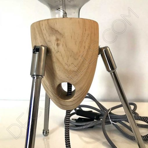 Lámpara de sobremesa cohete Sputnik en madera 2 Lámpara de sobremesa modelo cohete espacial Sputnik