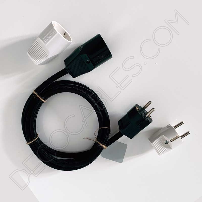 Alargadera con cable textil y toma de tierra Alargadera con cable textil y toma de tierra