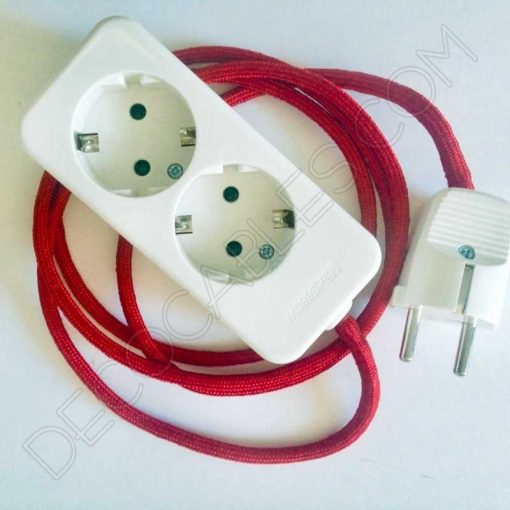 Base múltiple alargadera con cable textil y toma de tierra 2 Regleta de conexión base múltiple con cable textil