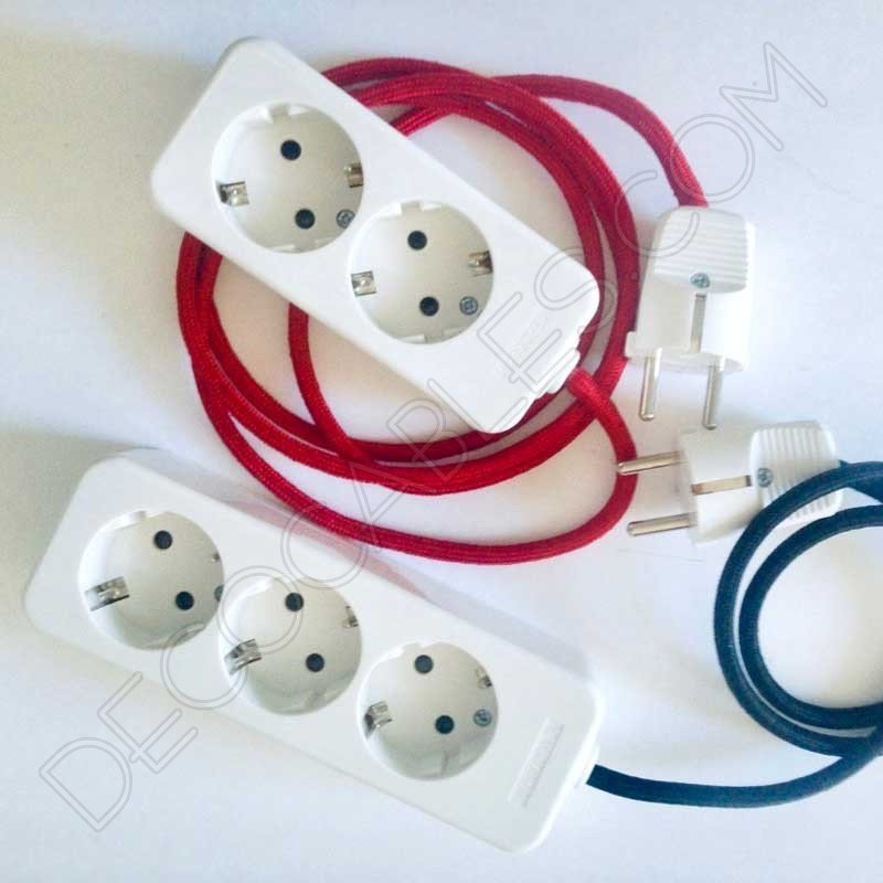 Regleta de conexión base múltiple con cable textil Regleta de conexión base múltiple con cable textil