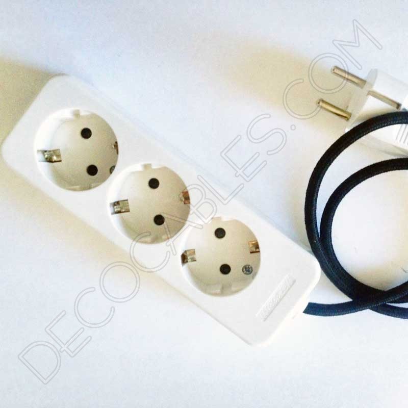 Regleta de conexión base múltiple con cable textil Regleta de conexión base múltiple con cable textil