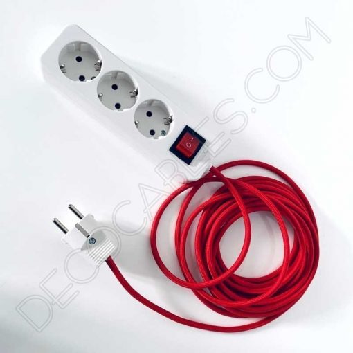 Regleta de conexión base múltiple con interruptor general y cable textil