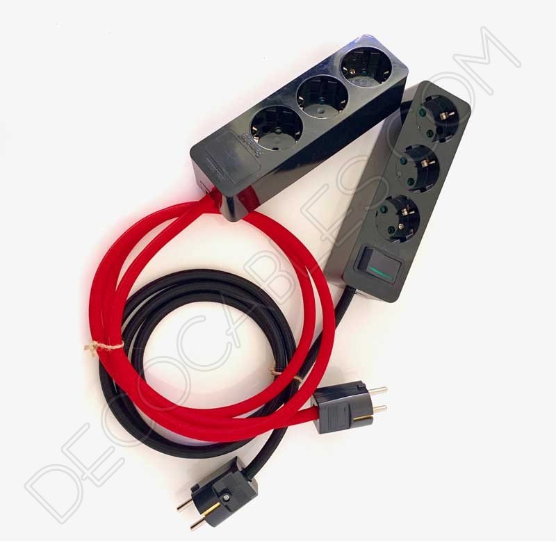 Base múltiple alargadera con cable textil Base múltiple alargadera con cable textil