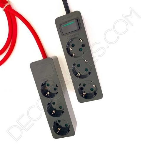 Base múltiple alargadera en negro con cable textil y toma de tierra 5 Base múltiple alargadera con cable textil