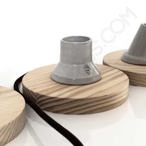 Lámpara sobremesa madera y cerámica blanca vintage 3 Lámpara de sobremesa madera y porcelana vintage