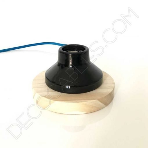 Lámpara de sobremesa de madera y porcelana vintage