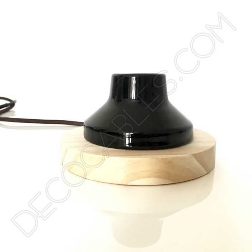 Lámpara de sobremesa de madera y porcelana vintage