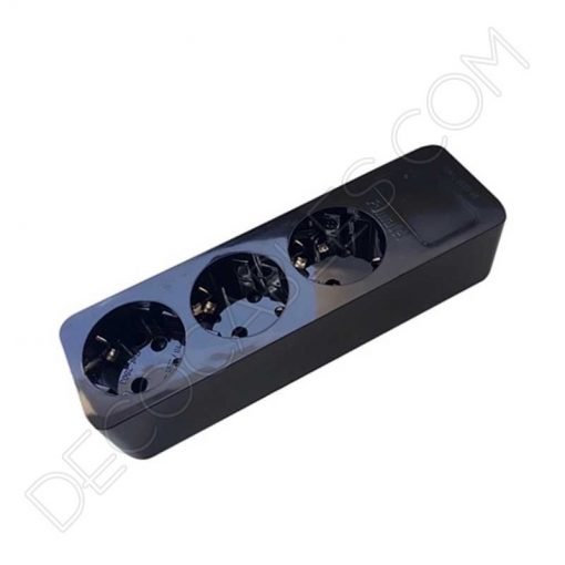 Regleta base múltiple negra con toma de tierra sin interruptor general