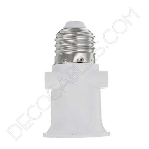 Portalámparas doble enchufe con casquillo E27 blanco 2 Casquilllo adaptador doble enchufe blanco