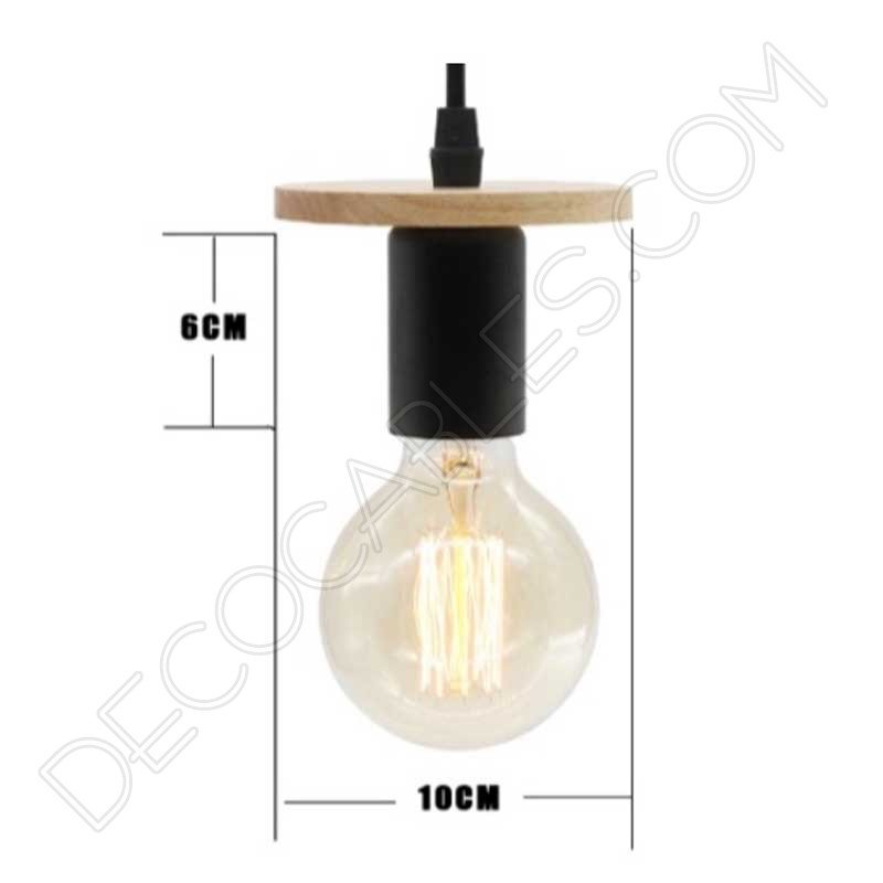 Lámpara colgante disco madera y metal Lámpara colgante disco madera y metal