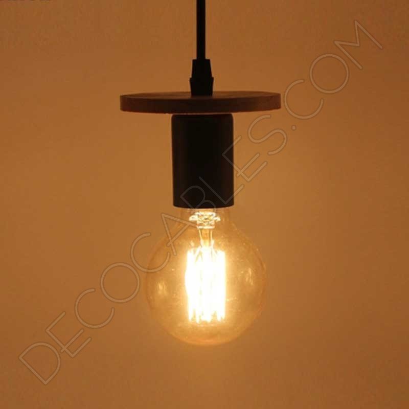 Lámpara colgante disco madera y metal Lámpara colgante disco madera y metal