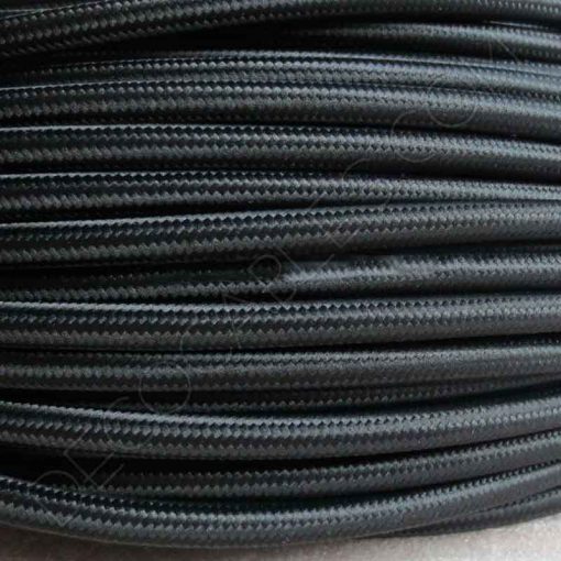 Lámpara Colgante tubular de Madera y metal 8 cable eléctrico de tela negro