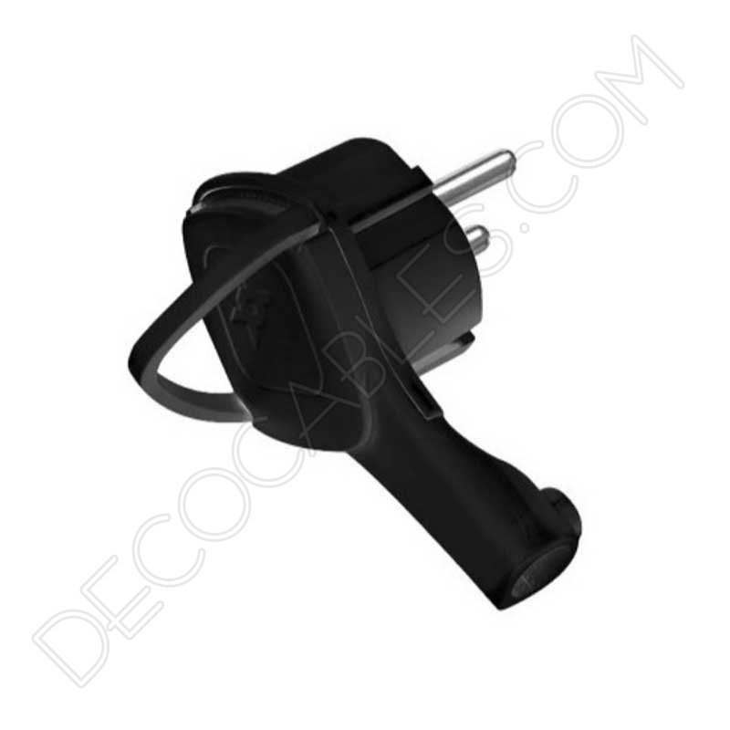 Clavija bipolar extraplana blanca con anilla y toma de tierra para detrás de los muebles Clavija bipolar extraplana blanca con anilla y toma de tierra para detrás de los muebles