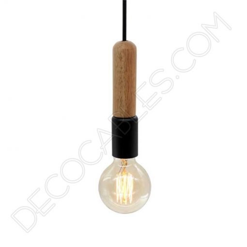 Lámpara colgante tubular madera y metal