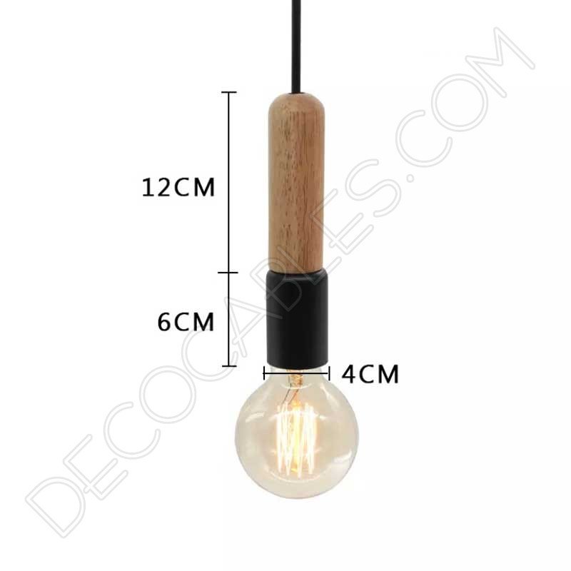 Lámpara colgante tubular madera y metal Lámpara colgante tubular madera y metal