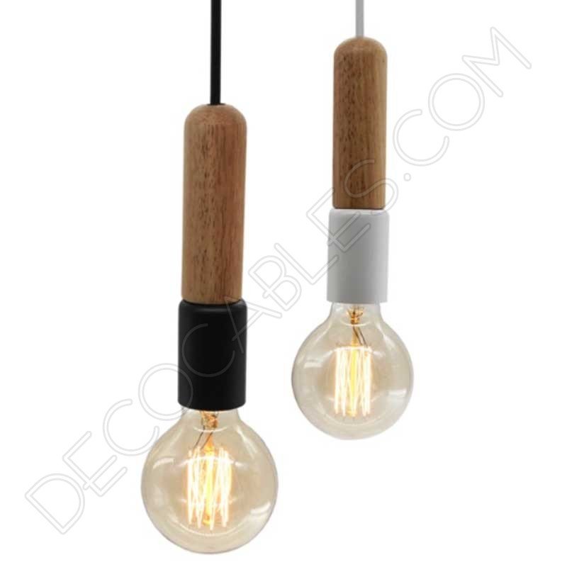 Lámpara colgante tubular madera y metal Lámpara colgante tubular madera y metal