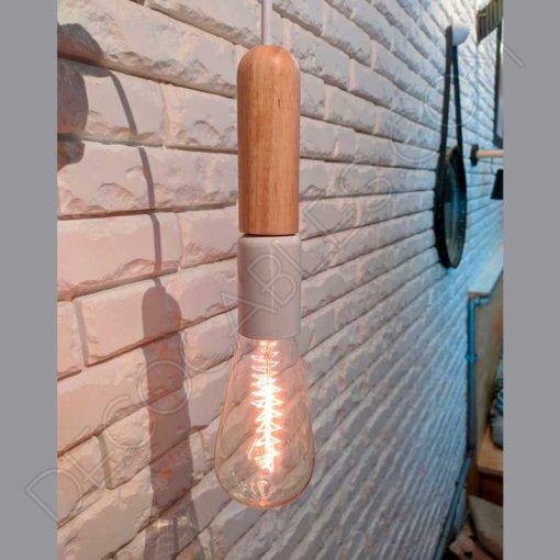 Lámpara Colgante tubular de Madera y metal 5 Lámpara colgante tubular madera y metal