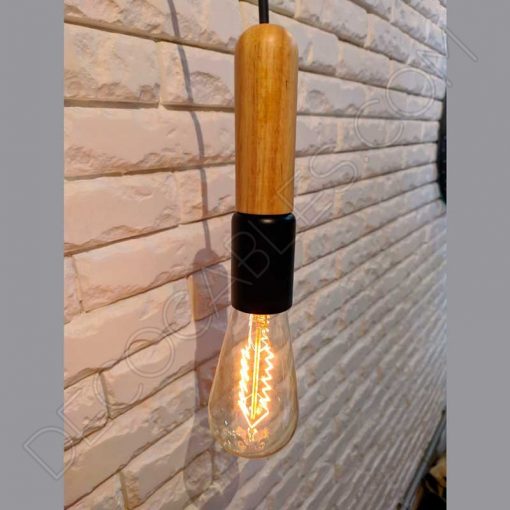 Lámpara Colgante tubular de Madera y metal 4 Lámpara colgante tubular madera y metal