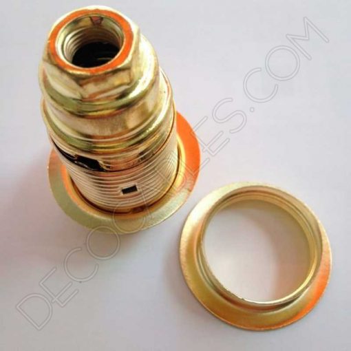 Portalámparas dorado latón E14 con arandelas