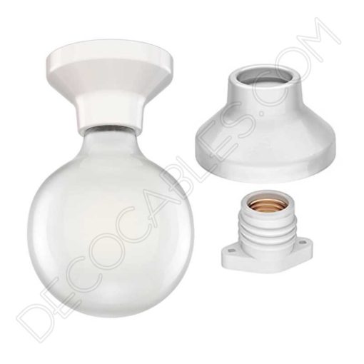 Portalámparas zócalo Retro porcelana blanco Elektra 5 Portalámparas cerámica zócalo blanco modelo elektra