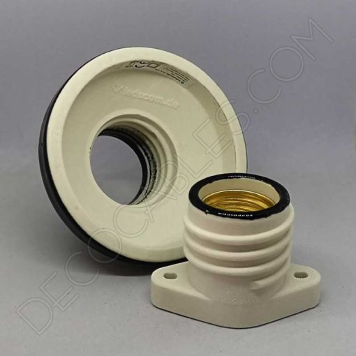 Portalámparas zócalo Retro porcelana negro Elektra 2 Portalámparas zócalo cerámico modelo elektra negro