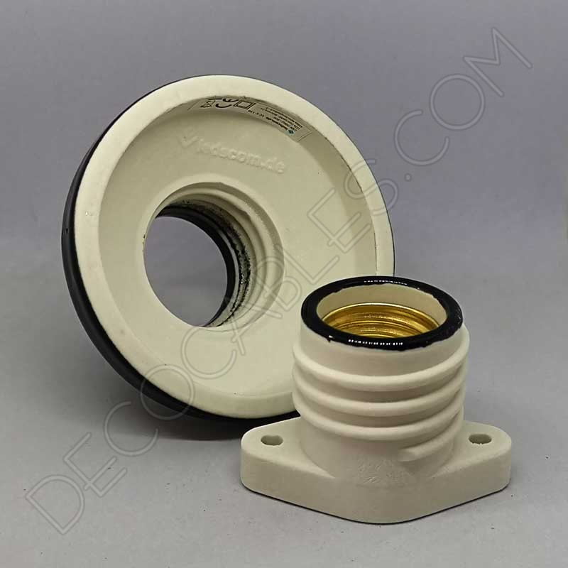 Portalámparas zócalo cerámico modelo elektra negro Portalámparas zócalo cerámico modelo elektra negro