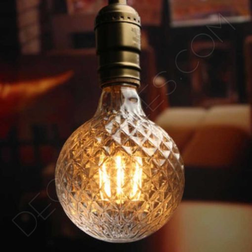 Bombilla filamento Led Globo Diamante ámbar (120mm) 2 Bombilla decorativa led globo diamante cristal ámbar 4w