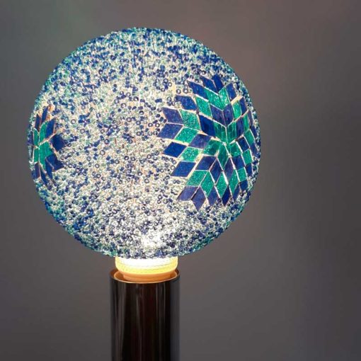 Bombilla decorativa led globo cristal craqueado azul