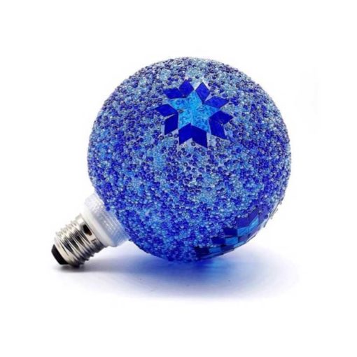 Bombilla decorativa led globo cristal craqueado azul