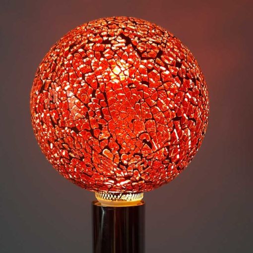 Bombilla filamento Led Globo cristal craqueado rojo (125mm) 1 Bombilla decorativa led globo cristal craqueado roja