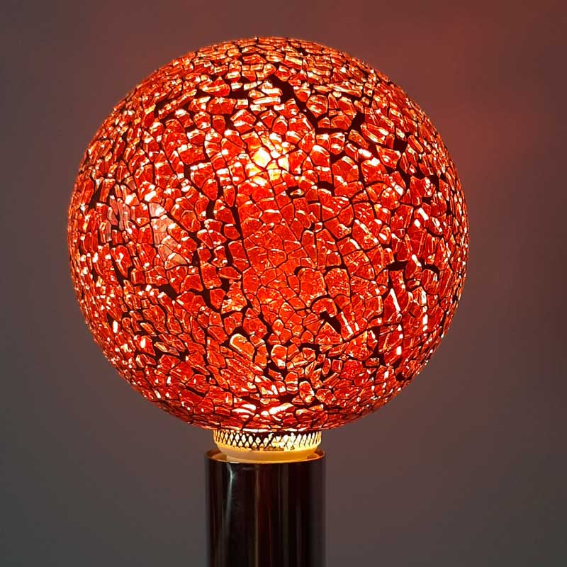Bombilla decorativa led globo cristal craqueado roja Bombilla decorativa led globo cristal craqueado roja
