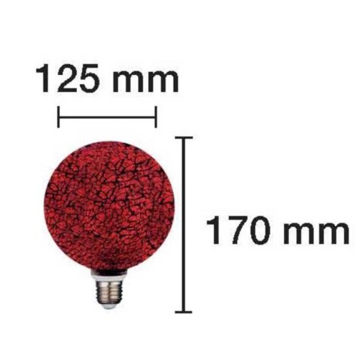 Bombilla filamento Led Globo cristal craqueado rojo (125mm) 3 Bombilla decorativa led globo cristal craqueado roja