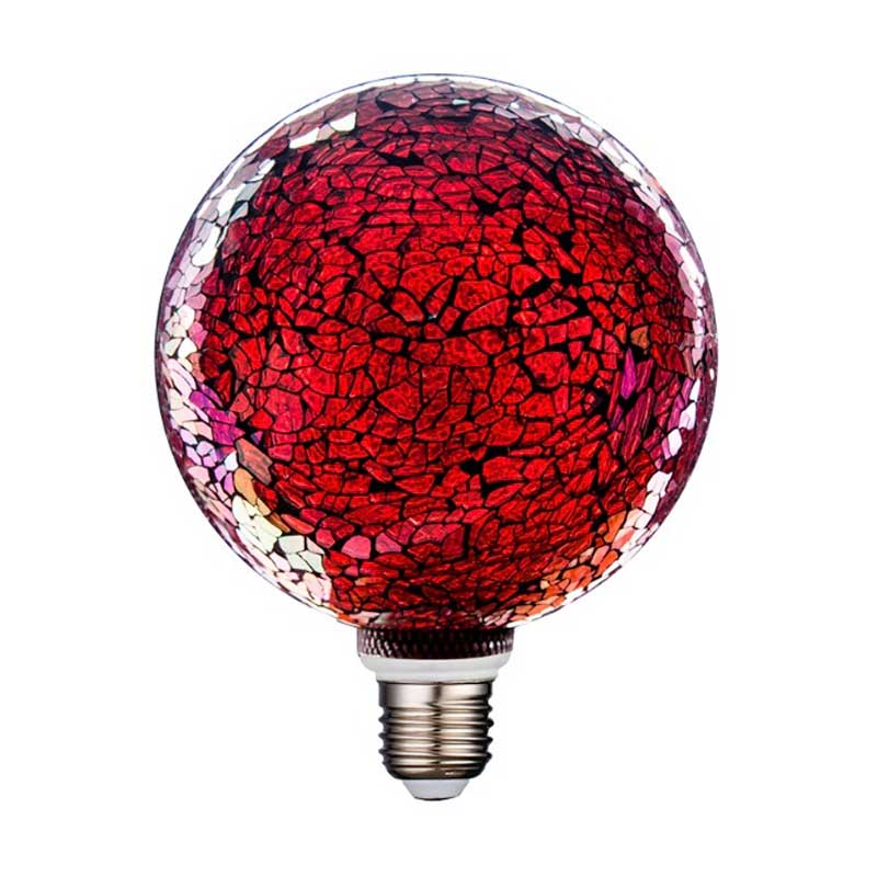 Bombilla decorativa led globo cristal craqueado roja Bombilla decorativa led globo cristal craqueado roja