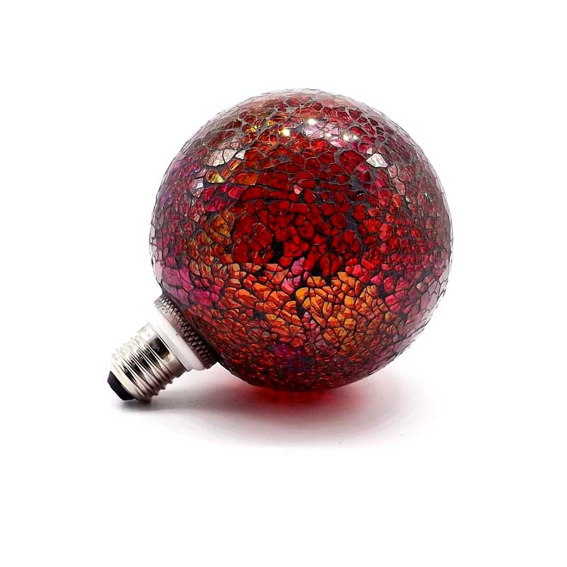 Bombilla decorativa led globo cristal craqueado roja Bombilla decorativa led globo cristal craqueado roja