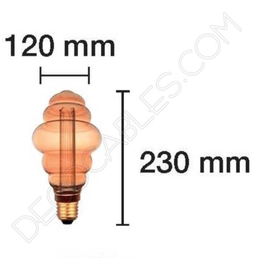 Bombilla imitación filamento Led Gigante modelo Ondas 3 Bombilla gigante led ámbar modelo ondas