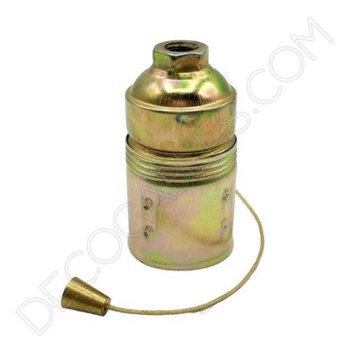 Portalámparas latón liso E27 con interruptor tirador cordel