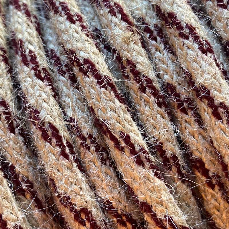 Cable eléctrico redondo cuerda de yute bicolor granate 2x0,75 Cable eléctrico redondo cuerda de yute bicolor granate 2x0,75