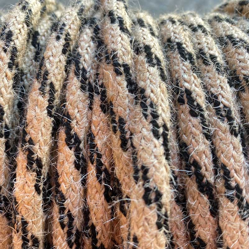 Cable eléctrico redondo cuerda de yute bicolor negro 2x0,75 Cable eléctrico redondo cuerda de yute bicolor negro 2x0,75