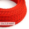 Cable eléctrico trenzado de 3 hilos Rojo (3x1,5mm²) 6 cable eléctrico de sección grande 3x1,50 trenzado tejido efecto seda rojo