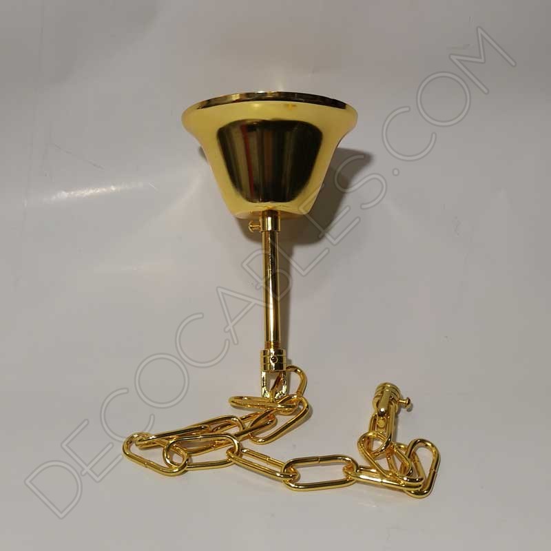 Conjunto soporte metálico y cadena dorado para lámparas Conjunto soporte metálico y cadena dorado para lámparas