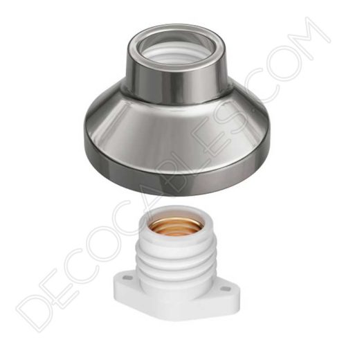 Portalámparas zócalo Retro porcelana plata Elektra 3 Portalámparas cerámico zócalo plata modelo Elektra