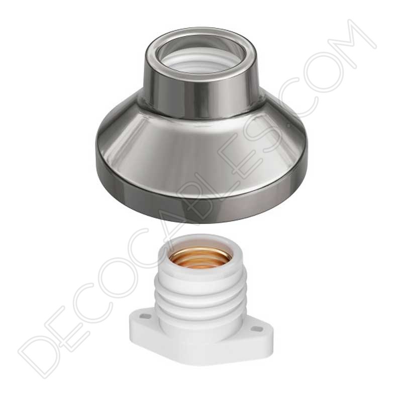 Portalámparas cerámico zócalo plata modelo Elektra Portalámparas cerámico zócalo plata modelo Elektra