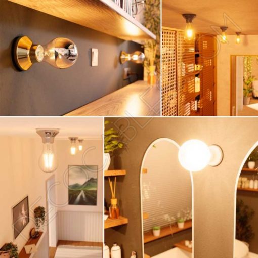 Portalámparas zócalo Retro porcelana plata Elektra 5 Portalámparas cerámico zócalo plata modelo Elektra