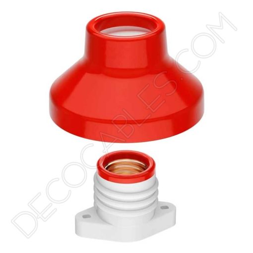 Portalámparas zócalo Retro porcelana rojo Elektra 3 Portalámparas cerámico zócalo rojo modelo Elektra